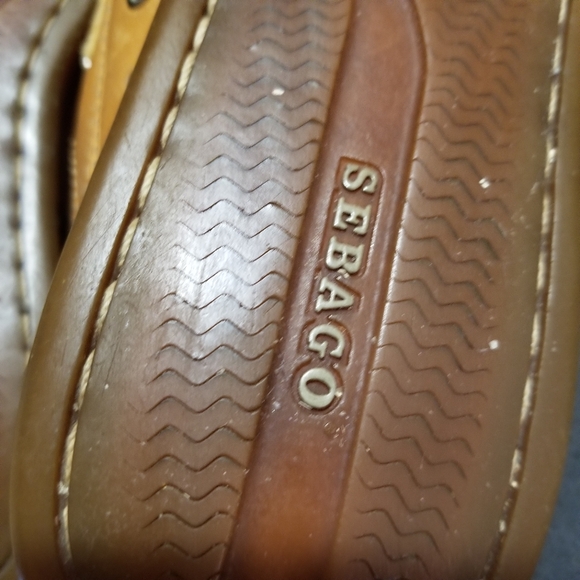 Sebago Dockside Leather Boat Slip On Casual Shoes Rust Tan Sz 7.5 - Picture 9 of 14